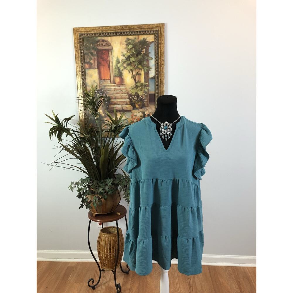 Zenana Women Top XL Sleeveless Tiered Boxy Cottagecore Country Comfy Henley Neck